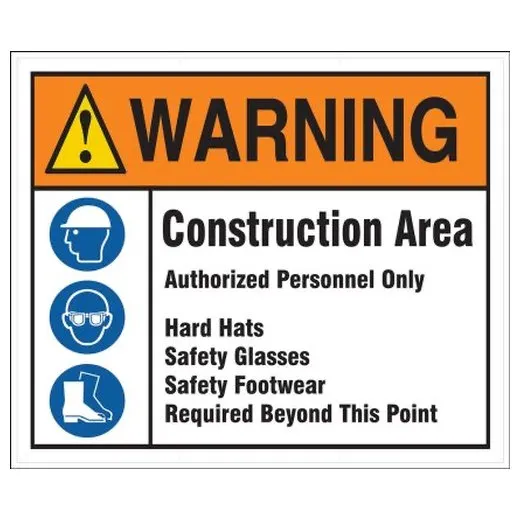 Accuform FBW101 5-ft x 6-ft Fence-Wrap Mesh Gate Screen: Warning - Construction Area - Authorized Personnel Only Reflective White PF-Cardstock