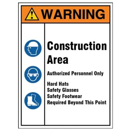 Accuform FBW800 8-ft x 6-ft Fence-Wrap Mesh Gate Screen: Warning - Construction Area - Authorized Personnel Only Reflective White PF-Cardstock
