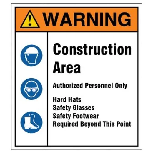 Accuform FBW801 8-ft x 8-ft Fence-Wrap Mesh Gate Screen: Warning - Construction Area - Authorized Personnel Only Reflective White PF-Cardstock