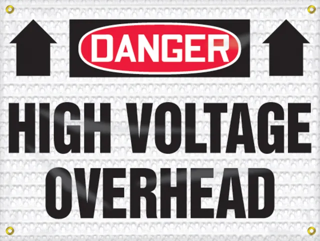 Accuform FMB110 OSHA Danger High Wind Safety Sign: High Voltage Overhead