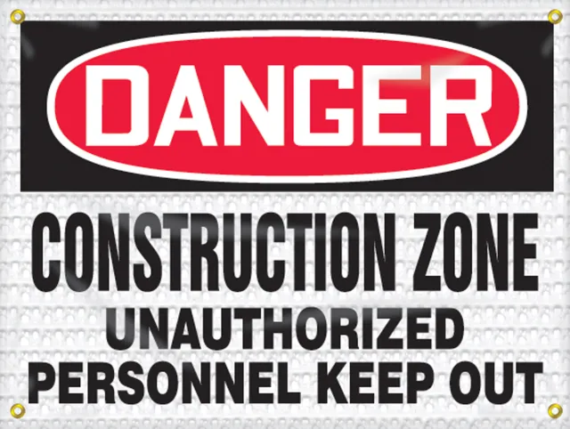 Accuform FMB134 OSHA Danger High Wind Safety Sign: Construction Zone - Unauthorized Personnel Keep Out