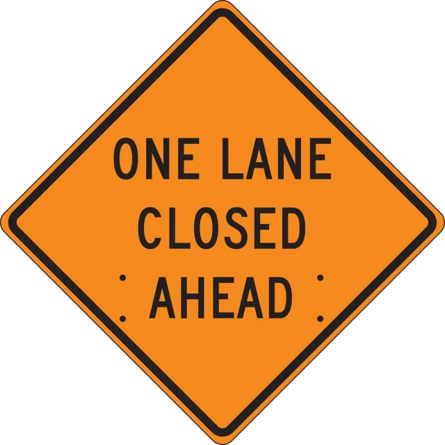 Accuform FRC314FL Roll-Up Construction Sign: One Lane Closed Ahead