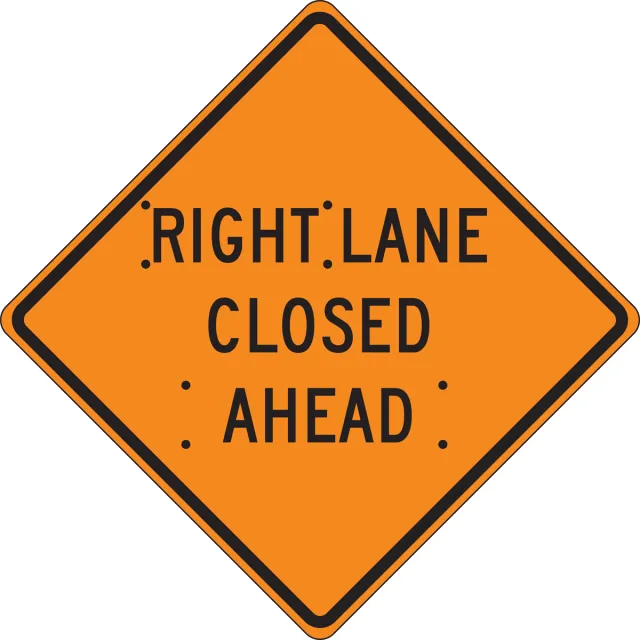 Accuform FRC315MV Roll-Up Construction Sign: Right Lane Closed Ahead
