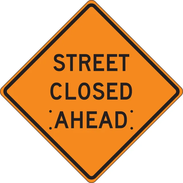 Accuform FRC330FL Roll-Up Construction Sign: Street Closed Ahead