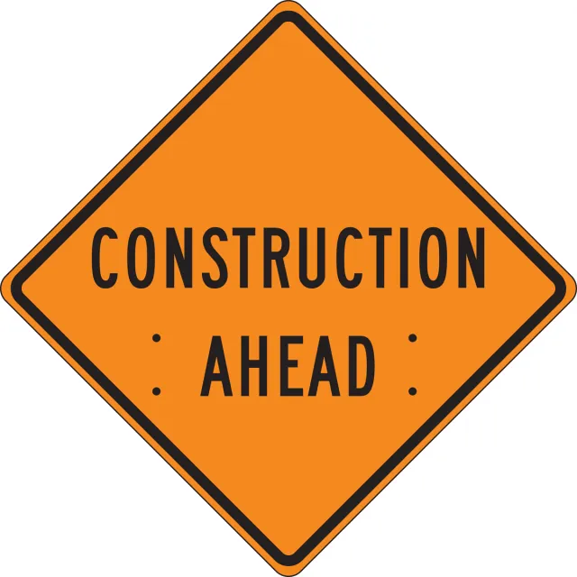 Accuform FRC410FL Roll-Up Construction Sign: Construction Ahead