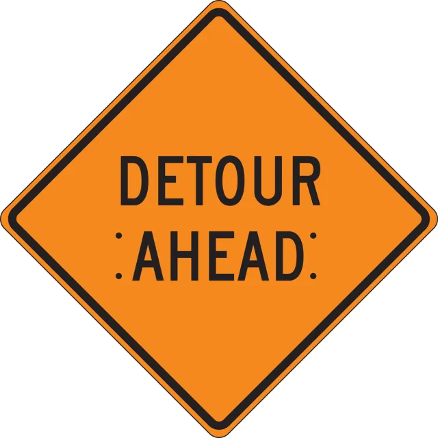 Accuform FRC411FL Roll-Up Construction Sign: Detour Ahead