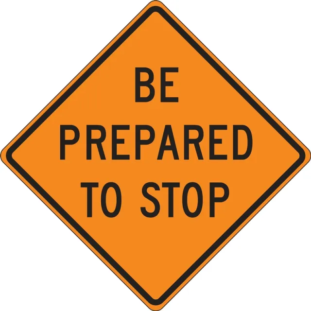 Accuform FRC414FL Roll-Up Construction Sign: Be Prepared To Stop