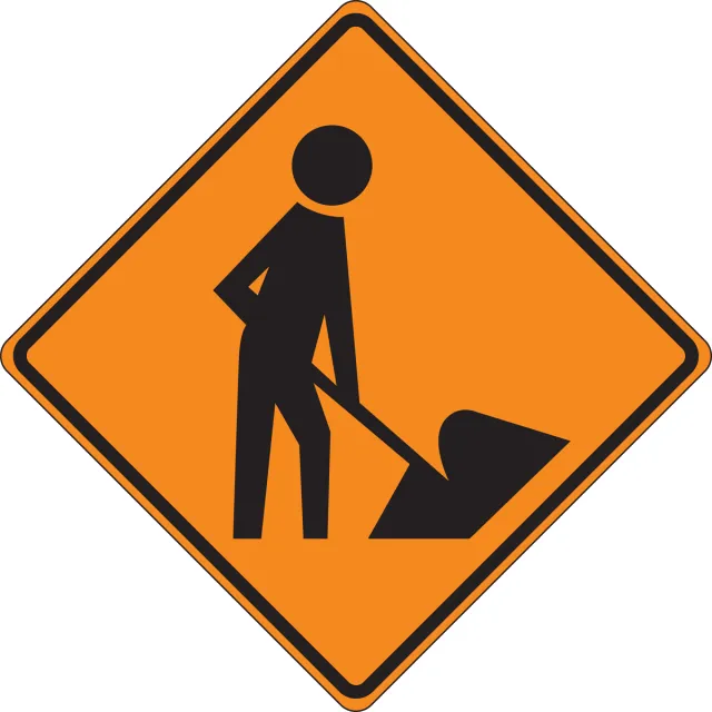Accuform FRC416FL Roll-Up Construction Sign: Workers (Symbol)