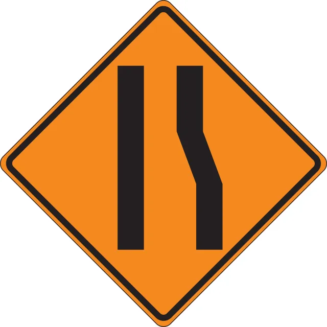 Accuform FRC418DG Roll-Up Construction Sign: Merge Left Lane (Symbol)