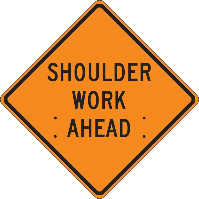 Accuform FRC430MV Roll-Up Construction Sign: Shoulder Work Ahead
