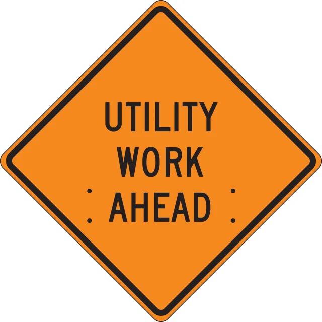 Accuform FRC432FL Roll-Up Construction Sign: Utility Work Ahead