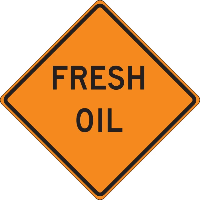 Accuform FRC443FL Roll-Up Construction Sign: Fresh Oil