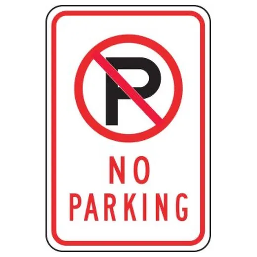 Accuform FRFRP140RA 24"" x 18"" Parking Sign: No Parking, With Symbol Red Engineer Grade Reflective Aluminum (.080)