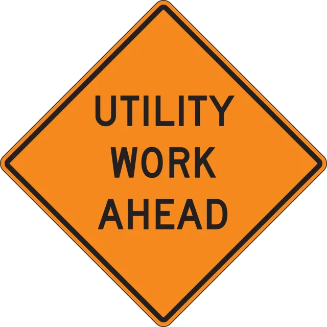 Accuform FRK223HP Rigid Construction Sign: Utility Work Ahead