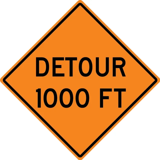 Accuform FRK243HP Rigid Construction Sign: Detour Ahead