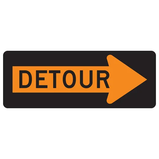 Accuform FRK248HP Rigid Construction Sign: Detour (In Arrow)