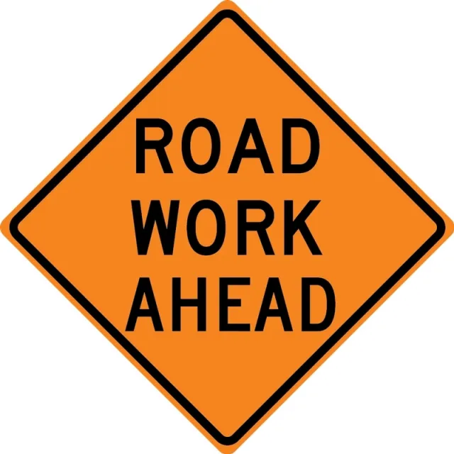 Accuform FRK260HP Rigid Construction Sign: Road Work Ahead