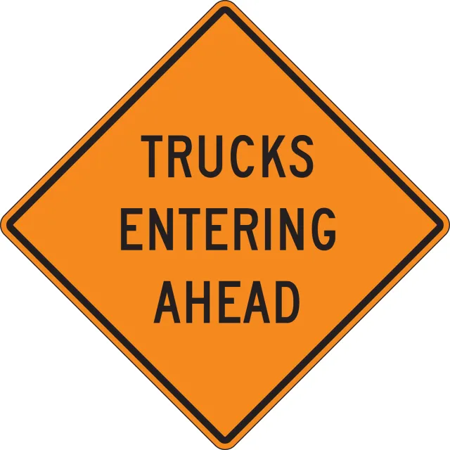 Accuform FRK261HP Rigid Construction Sign: Trucks Entering Highway