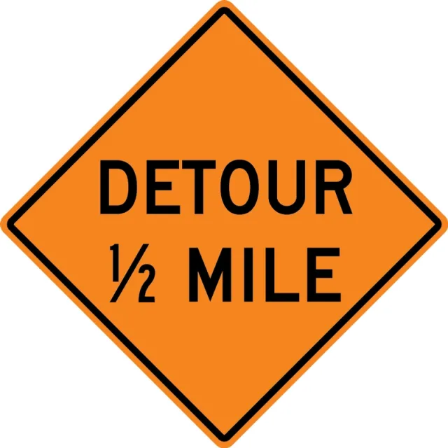 Accuform FRK266HP Rigid Construction Sign: Detour Ahead