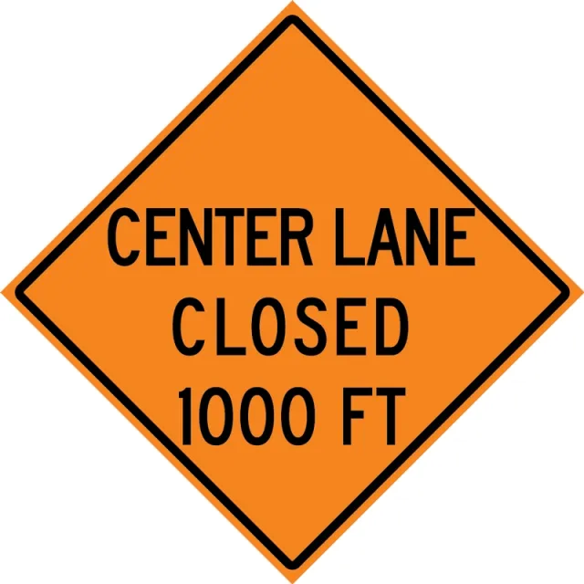 Accuform FRK289DP Rigid Construction Sign: Center Lane Closed Ahead (3 Line)