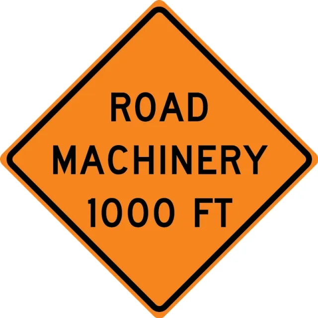 Accuform FRK313HP Rigid Construction Sign: Road Machinery Ahead