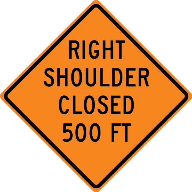 Accuform FRK316DP Rigid Construction Sign: Right Shoulder Closed Ahead