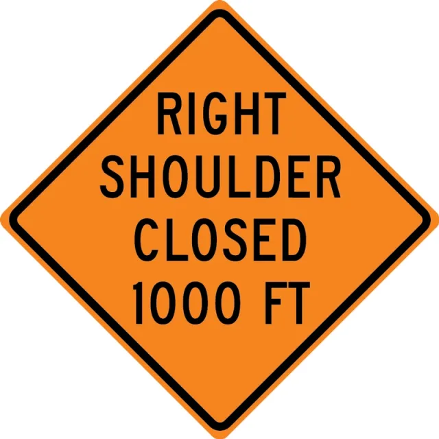 Accuform FRK317HP Rigid Construction Sign: Right Shoulder Closed Ahead