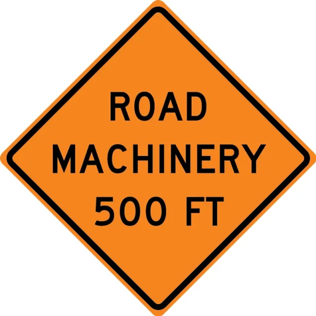 Accuform FRK377HP Rigid Construction Sign: Road Machinery Ahead