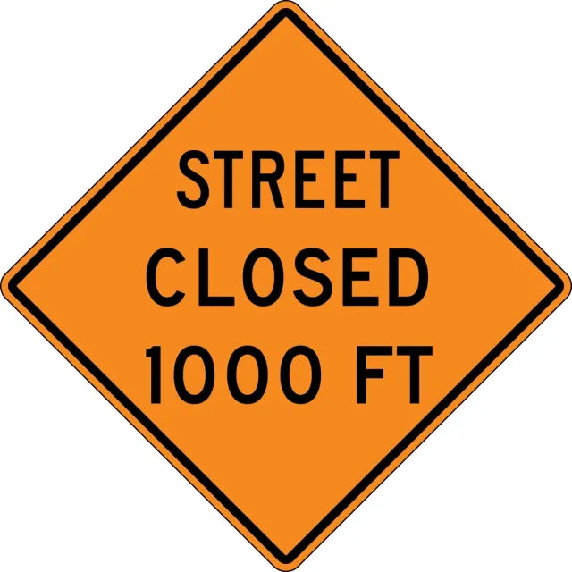 Accuform FRK394HP Rigid Construction Sign: Street Closed Ahead