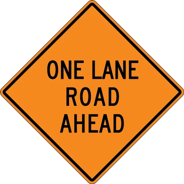 Accuform FRK396HP Rigid Construction Sign: One Lane Road Ahead
