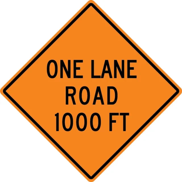 Accuform FRK398DP Rigid Construction Sign: One Lane Road Ahead