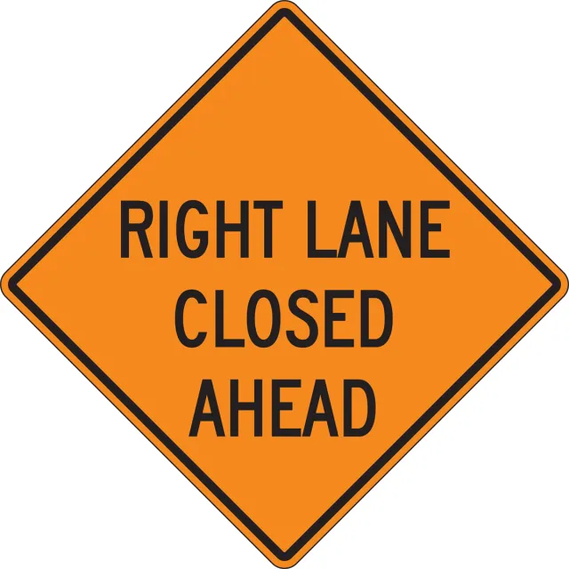 Accuform FRK402DP Safety Sign: Right Lane Closed Ahead