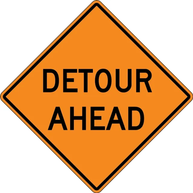 Accuform FRK421HP Rigid Construction Sign: Detour Ahead