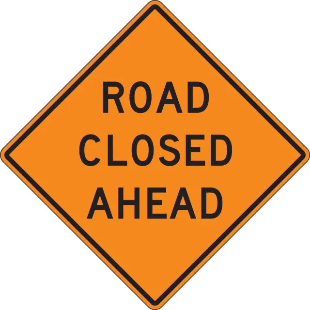 Accuform FRK424DP Rigid Construction Sign: Road Closed Ahead