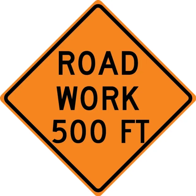 Accuform FRK489HP Rigid Construction Sign: Road Work Ahead