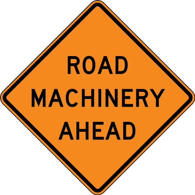 Accuform FRK610DP Rigid Construction Sign: Road Machinery Ahead