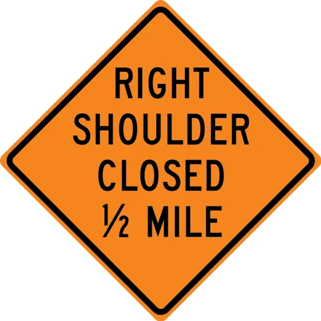 Accuform FRK618DP Rigid Construction Sign: Right Shoulder Closed Ahead