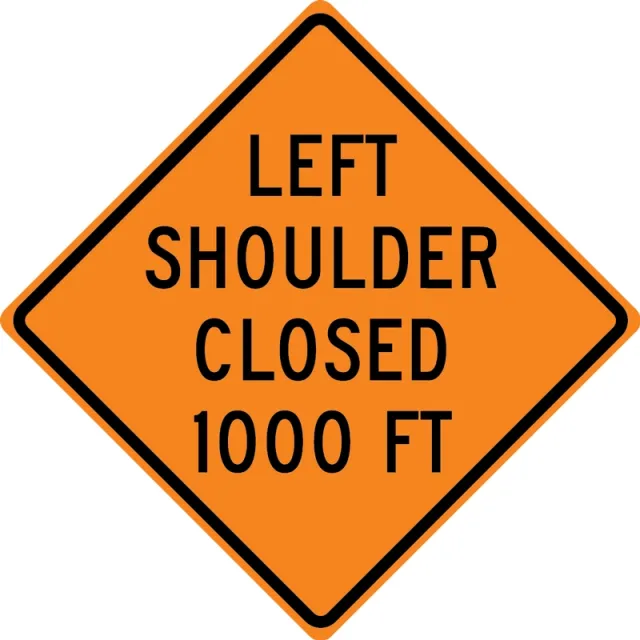 Accuform FRK621HP Rigid Construction Sign: Left Shoulder Closed Ahead