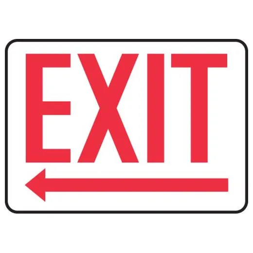 Accuform FRMADC532XP 10"" x 14"" Safety Sign: Exit, Left Arrow Below Red Accu-Shield