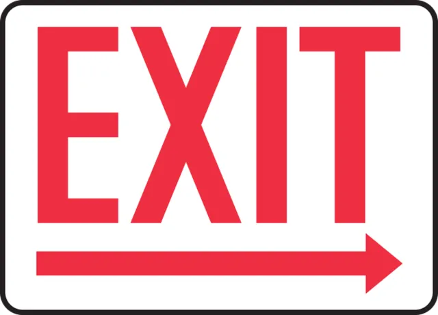 Accuform FRMADC534XP Safety Sign: Exit (Right Arrow Below)