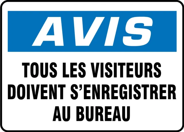 Accuform FRMADC814VP OSHA Notice Safety Sign: All Visitors Must Register At Office