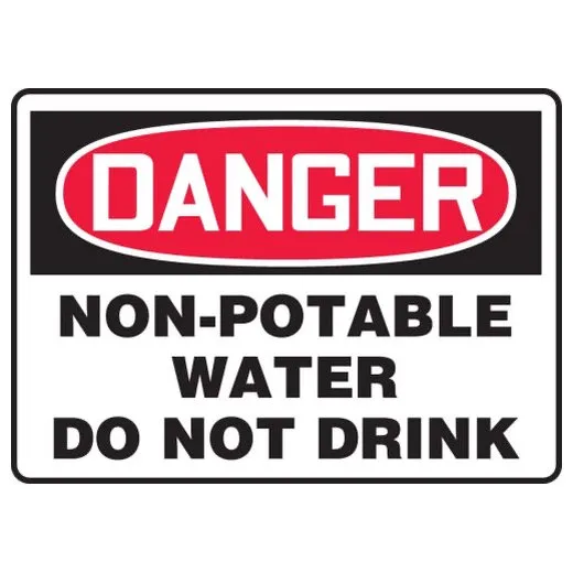 Accuform FRMCAW125VP 10"" x 14"" OSHA Danger Safety Sign: Non-Potable Water - Do Not Drink Red Plastic