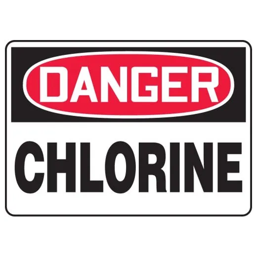 Accuform FRMCHL194XV 10"" x 14"" OSHA Danger Safety Sign: Chlorine Red Adhesive Dura-Vinyl