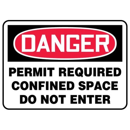Accuform FRMCSP045VA 14"" x 20"" OSHA Danger Safety Sign: Permit Required - Confined Space - Do Not Enter Red Aluminum