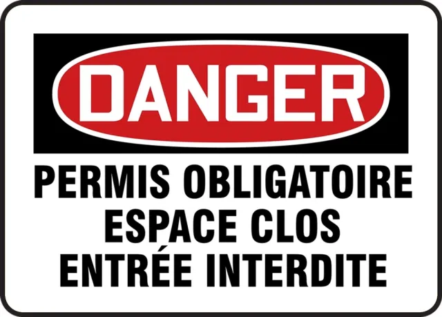 Accuform FRMCSP058JXV French OSHA Danger Safety Sign: Permis Obligatore Espace Clos Entrée Interdite