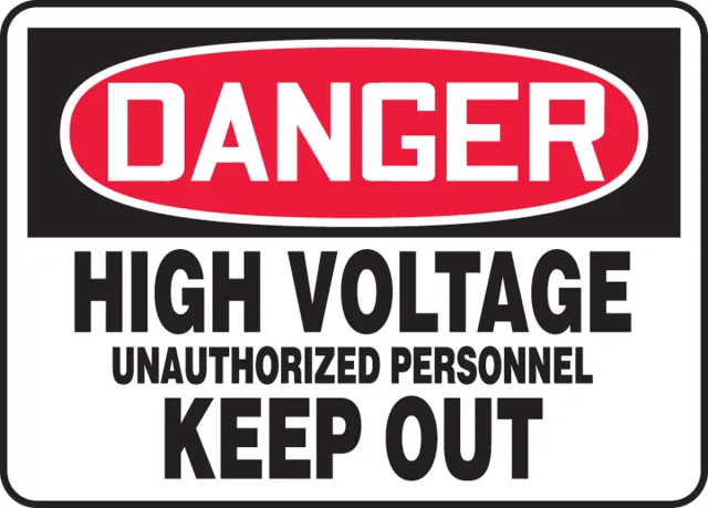 Accuform FRMELC044VA OSHA Danger Safety Sign: High Voltage - Unauthorized Personnel Keep Out