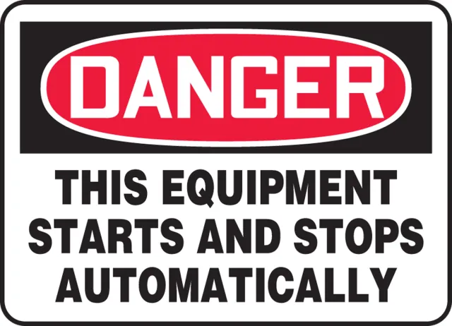 Accuform FRMEQM088VS OSHA Danger Safety Sign:This Equipment Starts and Stops Automatically