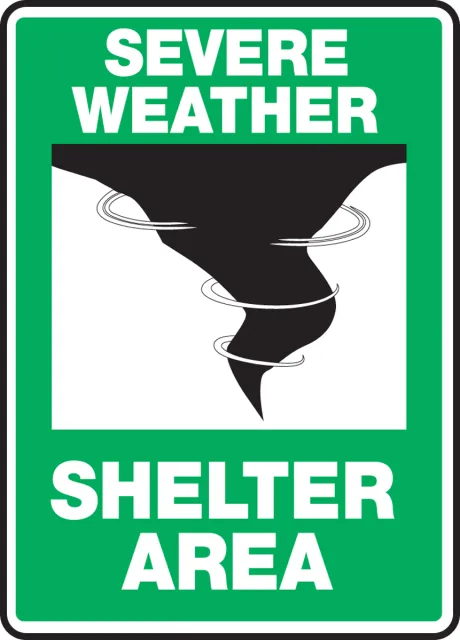 Accuform FRMFEX524XT Severe Weather Safety Sign: Severe Weather - Shelter Area- Emergency Shelter Signs
