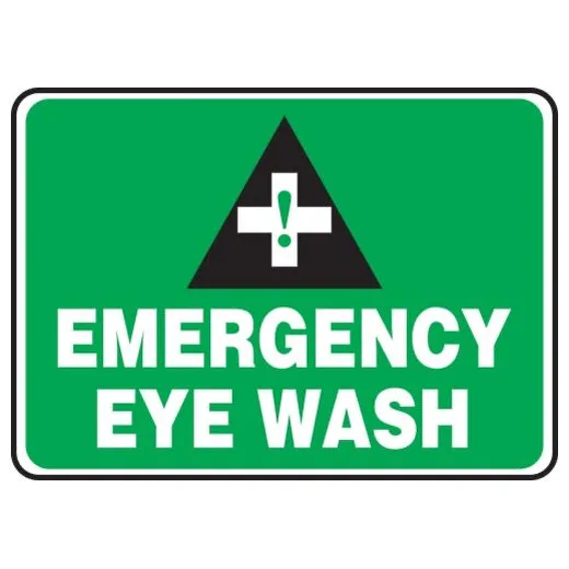 Accuform FRMFSD413XP 14"" x 20"" Safety Sign: Emergency Eye Wash Red Accu-Shield