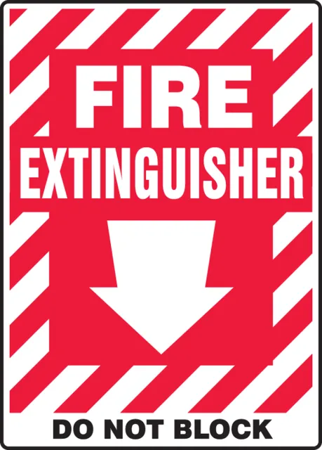 Accuform FRMFXG558VA Safety Sign: Fire Extinguisher - Do Not Block (Arrow)